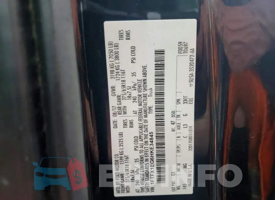 1FTFX1EG6HKE34845 Photo# 12