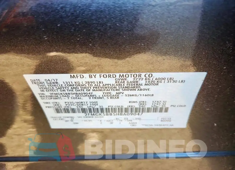 2FMGK5B85HBA09047 Photo# 13