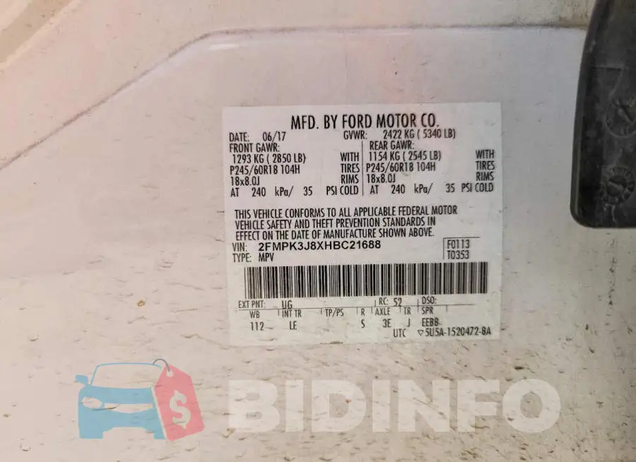 2FMPK3J8XHBC21688 Photo# 13