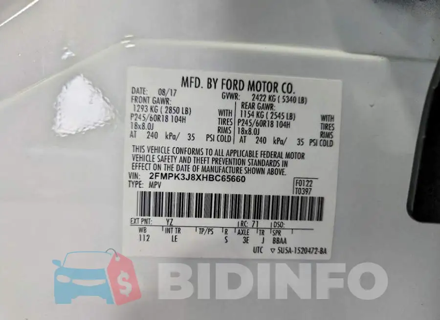 2FMPK3J8XHBC65660 Photo# 12