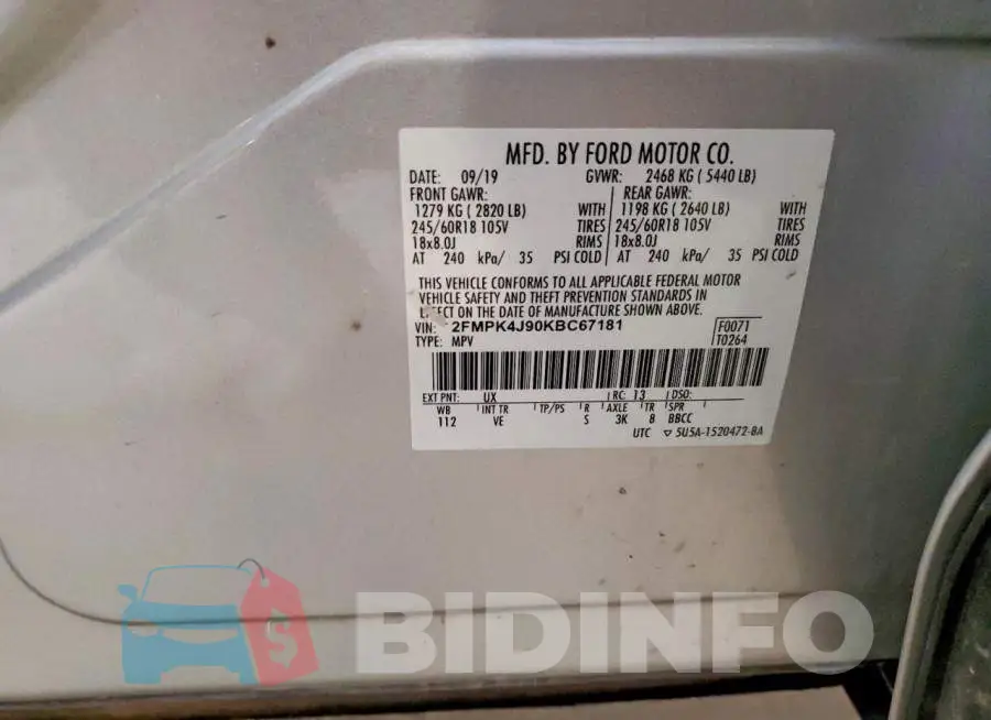 2FMPK4J90KBC67181 Photo# 14