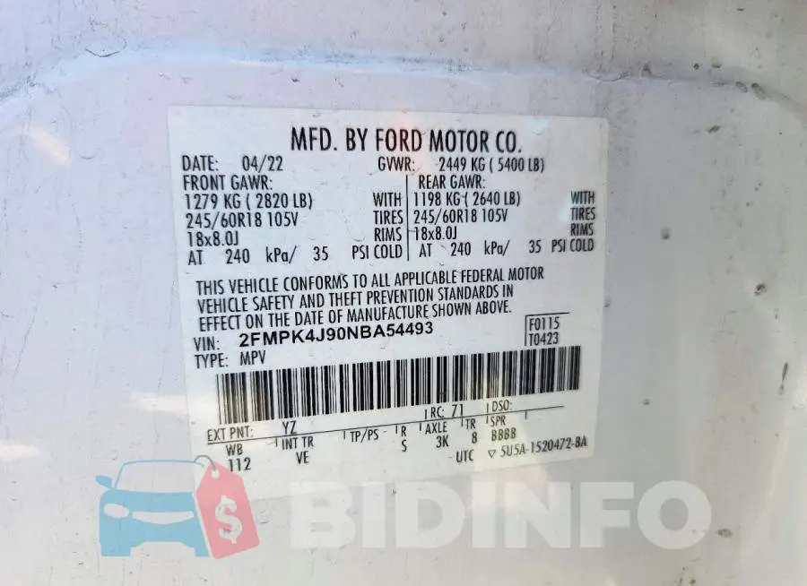 2FMPK4J90NBA54493 Photo# 13