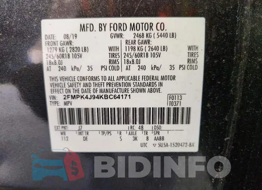 2FMPK4J94KBC64171 Photo# 13
