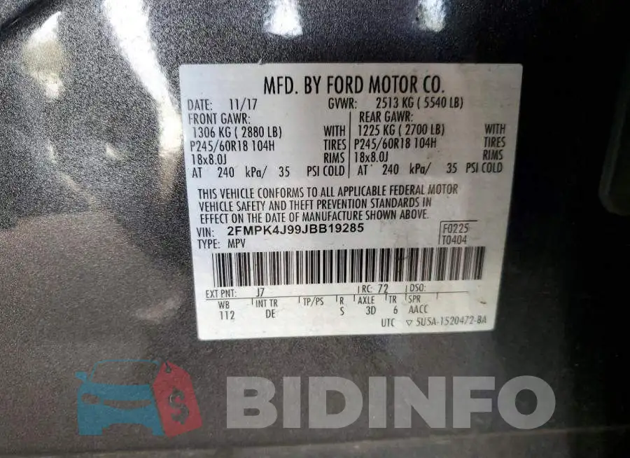 2FMPK4J99JBB19285 Photo# 12