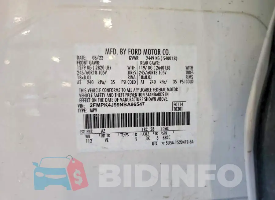 2FMPK4J99NBA96547 Photo# 13