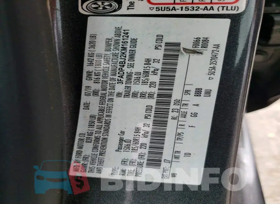 3FADP4BJ2KM161241 Photo# 13