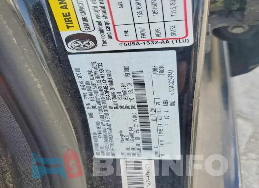 3FADP4BJXHM159732 Photo# 12