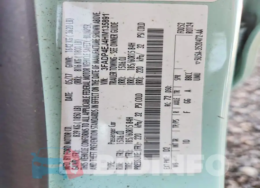 3FADP4EJ4HM135891 Photo# 12