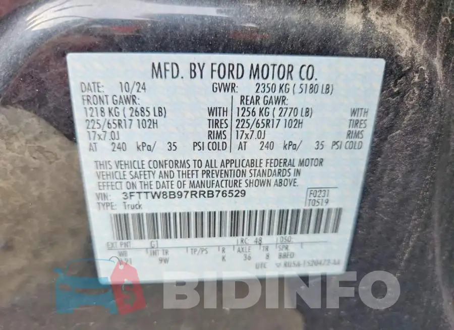3FTTW8B97RRB76529 Photo# 12