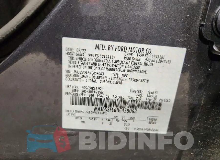 MAJ6S3FL6NC458063 Photo# 13