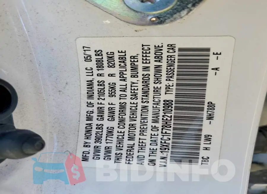 19XFC1F78HE210988 Photo# 12