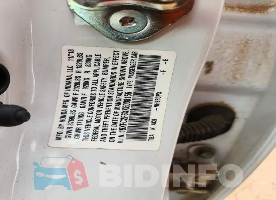 19XFC2F6XKE008156 Photo# 12