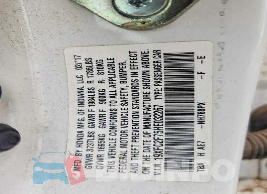 19XFC2F75HE032267 Photo# 12