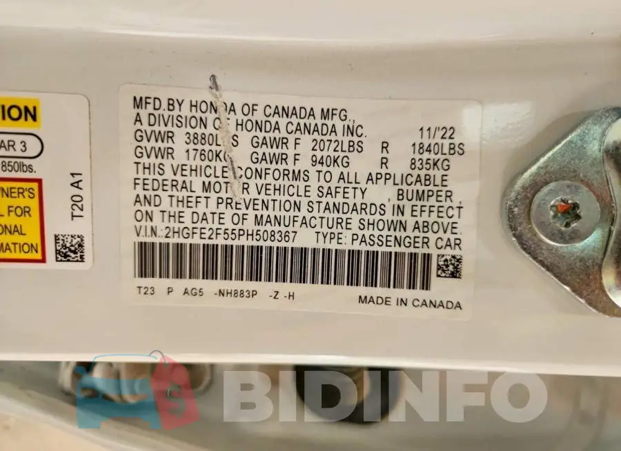 2HGFE2F55PH508367 Photo# 13