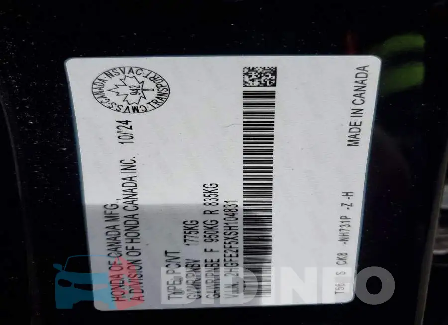 2HGFE2F5XSH104831 Photo# 12