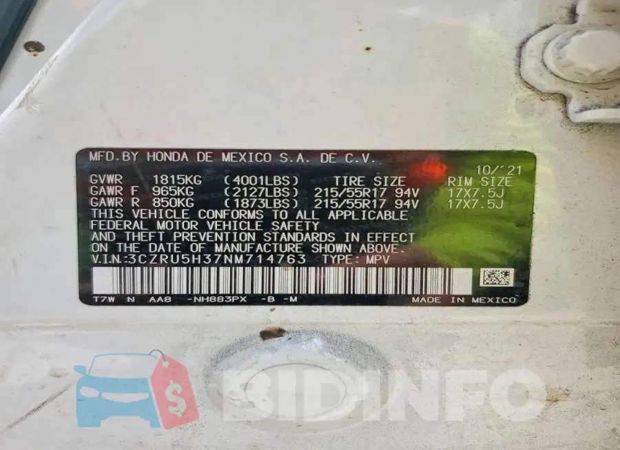 3CZRU5H37NM714763 Photo# 13
