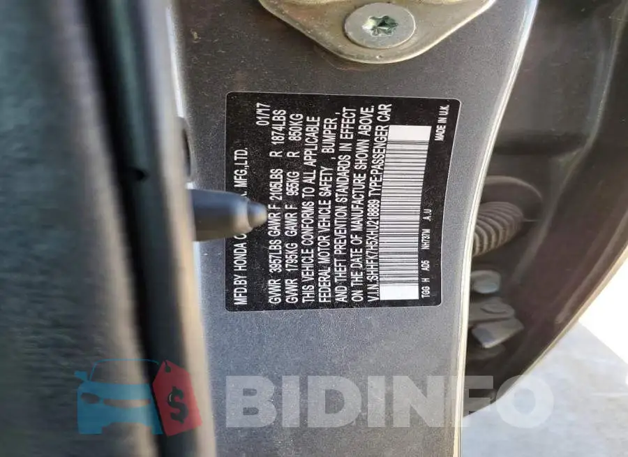 SHHFK7H5XHU218889 Photo# 13