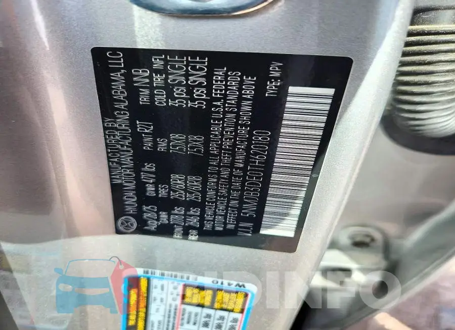 5NMJB3DE0TH620180 Photo# 13