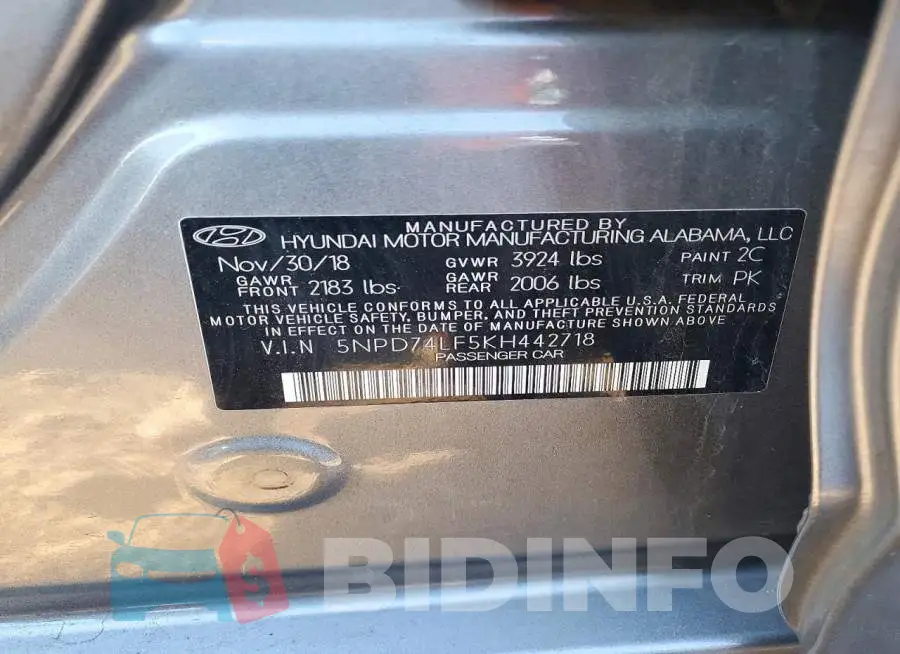 5NPD74LF5KH442718 Photo# 12