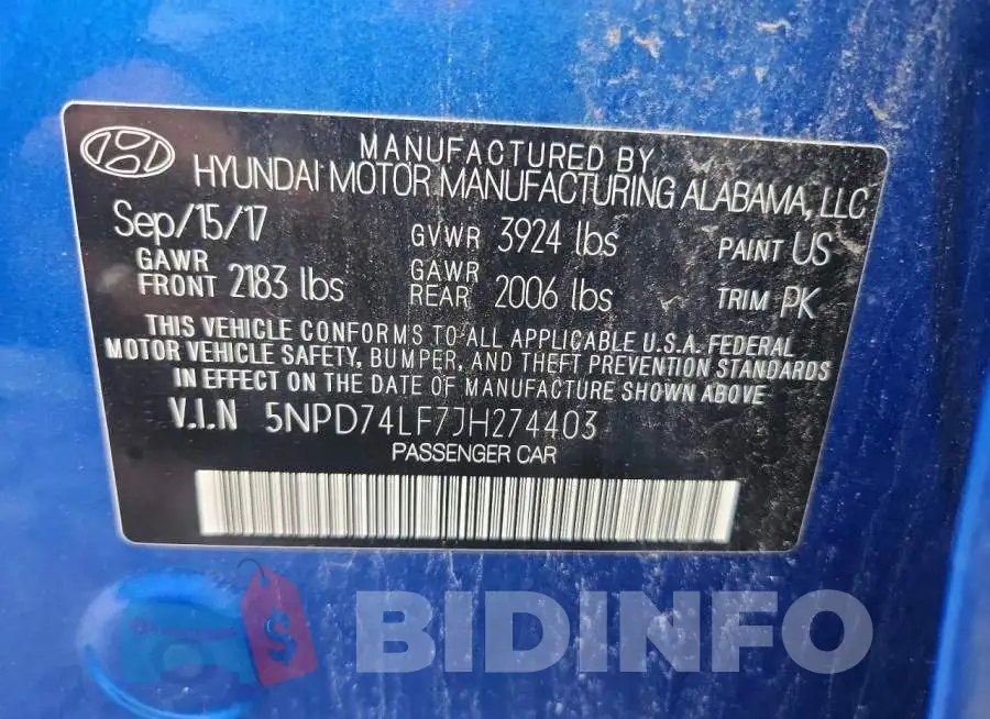 5NPD74LF7JH274403 Photo# 12