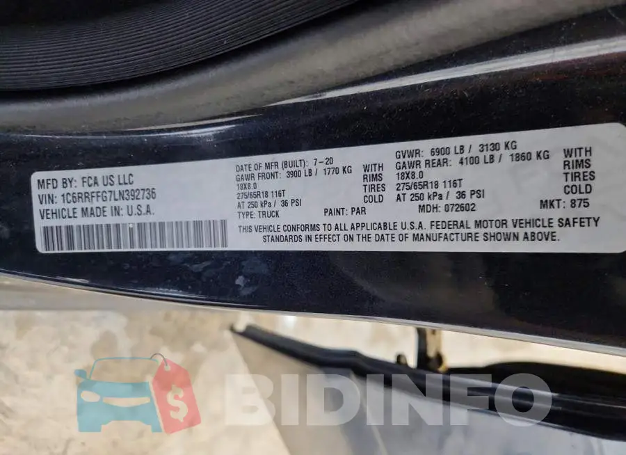 1C6RRFFG7LN392736 Photo# 12
