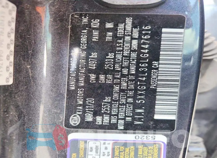 5XXGT4L36LG447616 Photo# 12