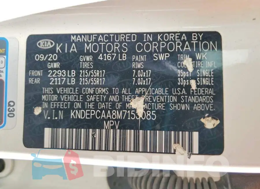 KNDEPCAA8M7153085 Photo# 13