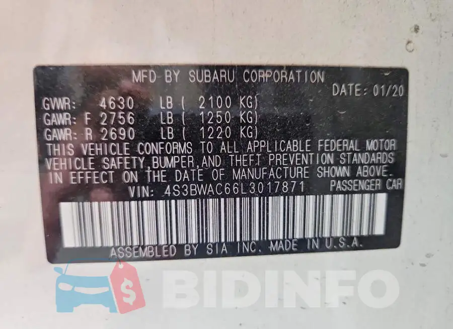 4S3BWAC66L3017871 Photo# 13