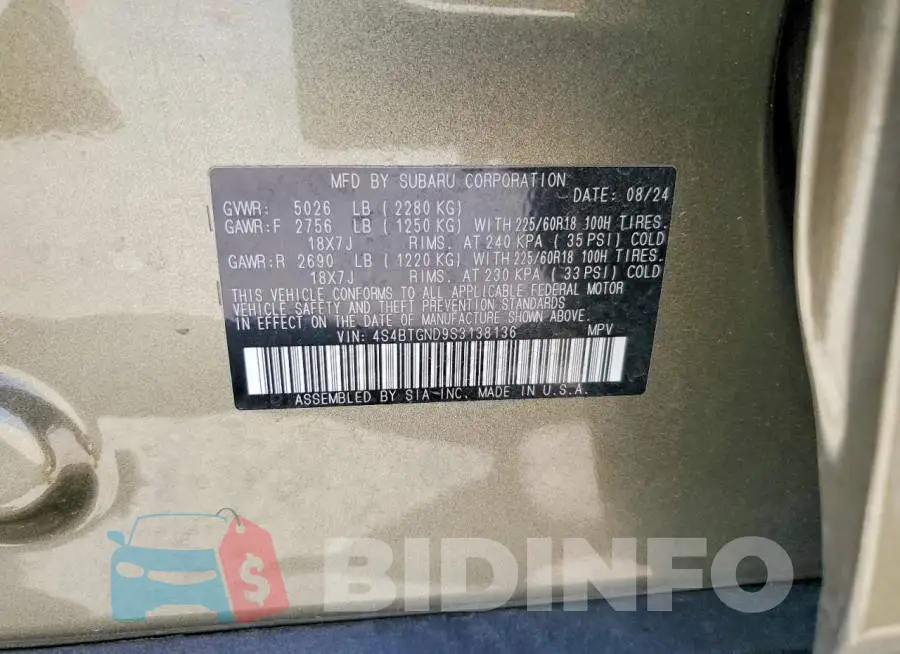 4S4BTGND9S3138136 Photo# 12