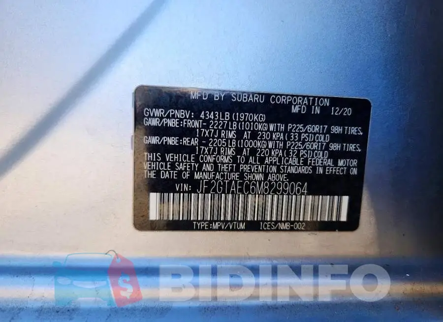 JF2GTAEC6M8299064 Photo# 14