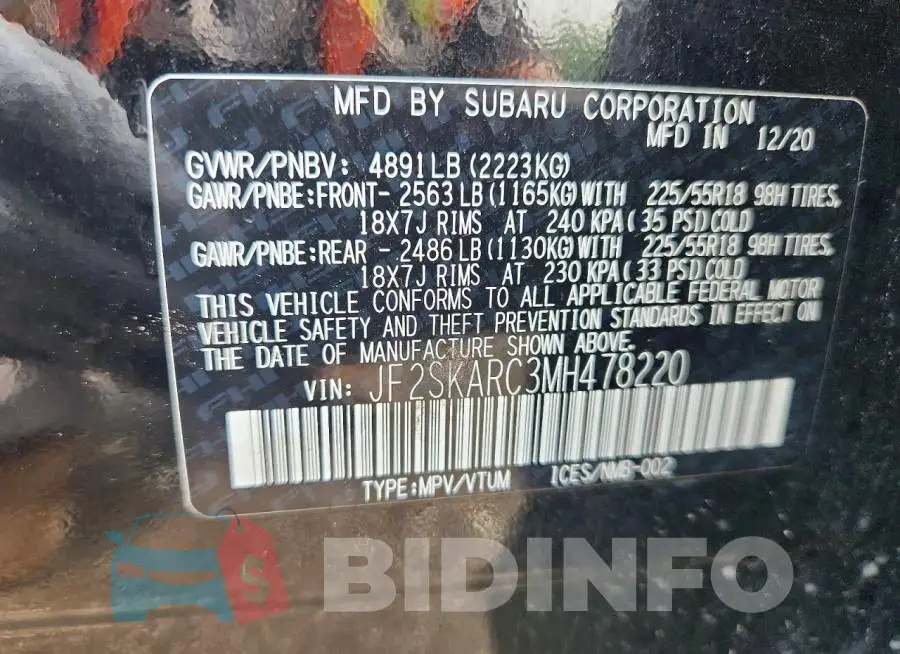 JF2SKARC3MH478220 Photo# 14