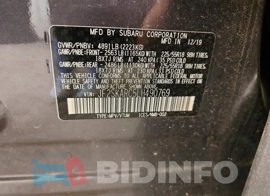 JF2SKARC5LH490769 Photo# 13