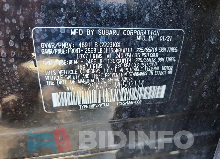 JF2SKARC5MH502114 Photo# 12