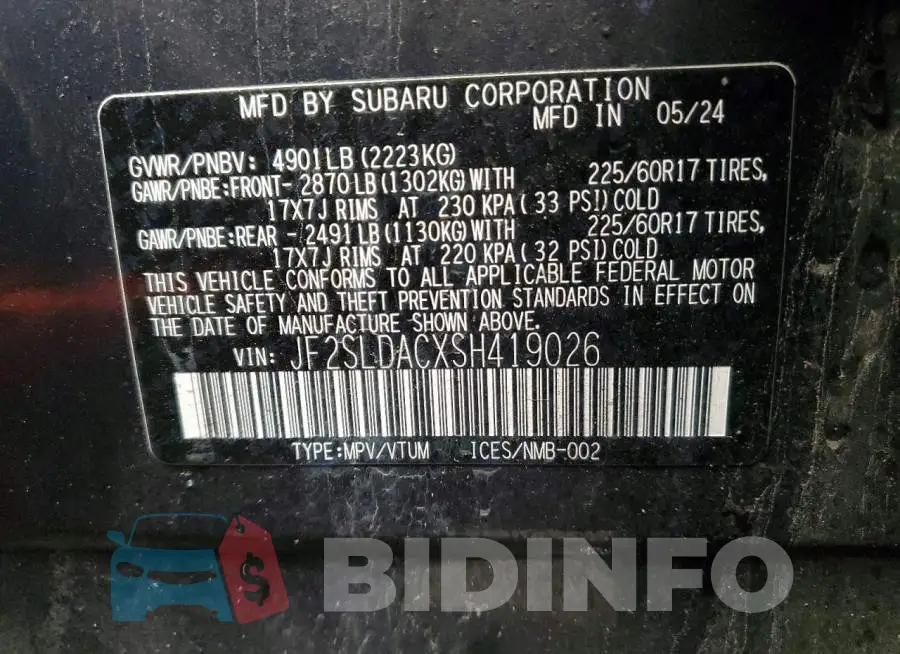 JF2SLDACXSH419026 Photo# 13