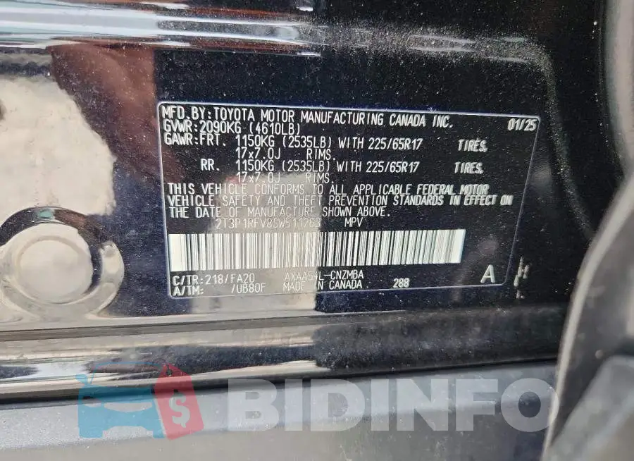 2T3P1RFV8SW511263 Photo# 12