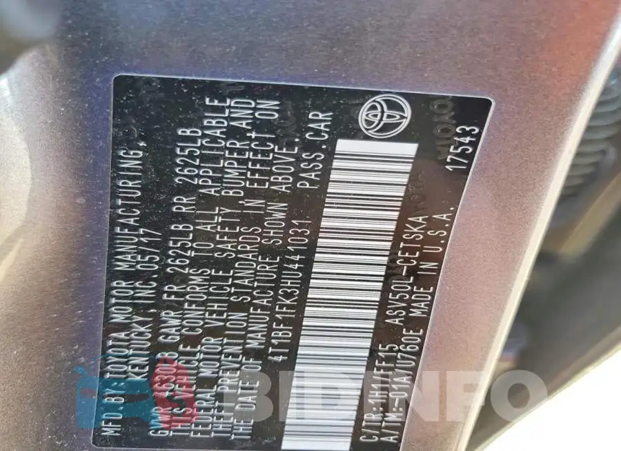 4T1BF1FK3HU441031 Photo# 12
