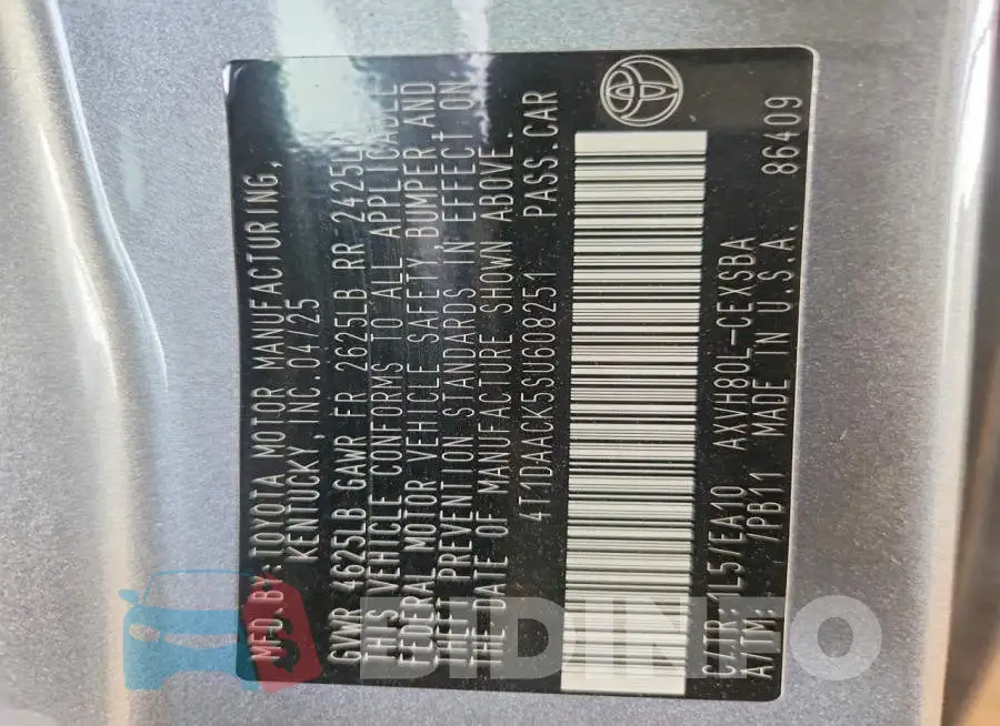 4T1DAACK5SU608251 Photo# 13
