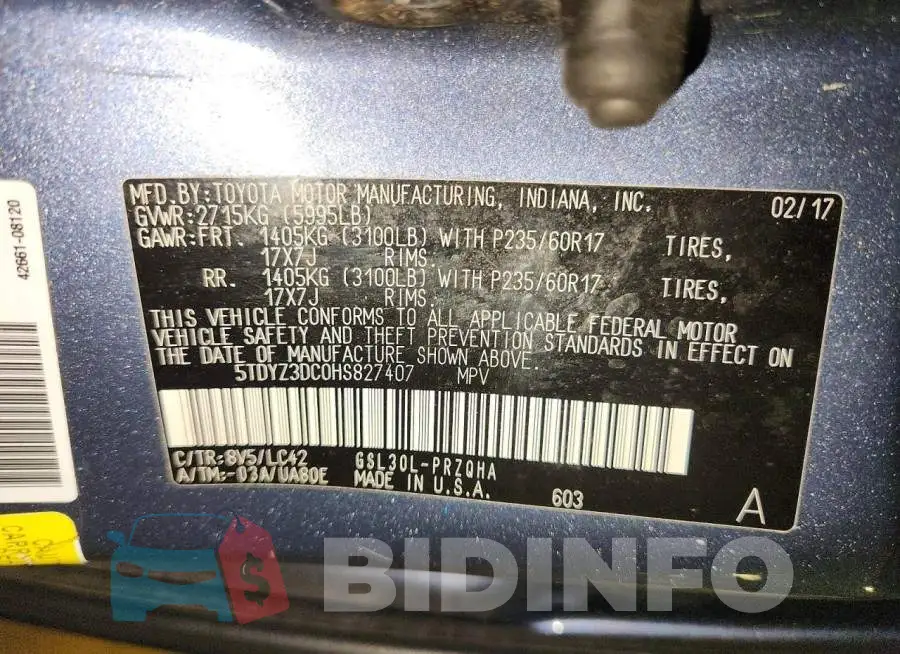 5TDYZ3DC0HS827407 Photo# 13