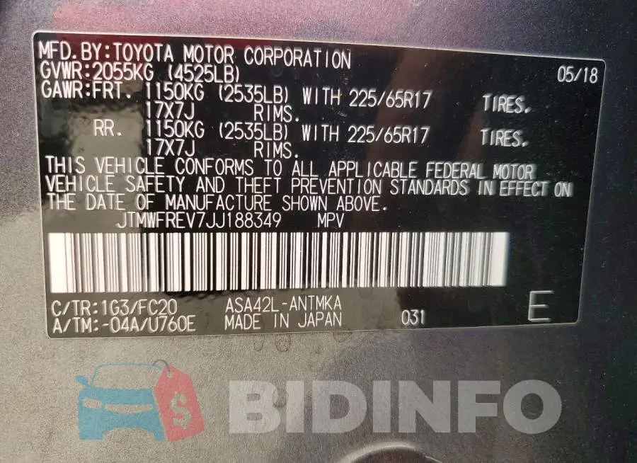 JTMWFREV7JJ188349 Photo# 13