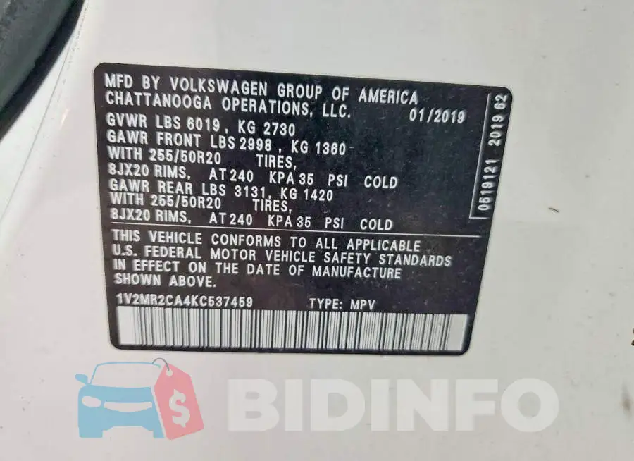 1V2MR2CA4KC537459 Photo# 13