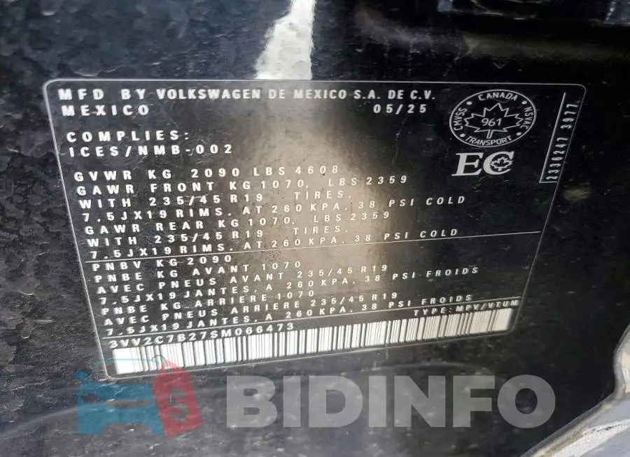3VV2C7B27SM066473 Photo# 14