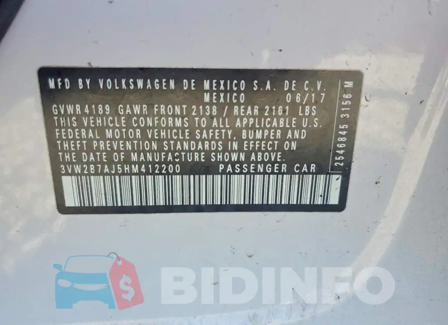 3VW2B7AJ5HM412200 Photo# 12