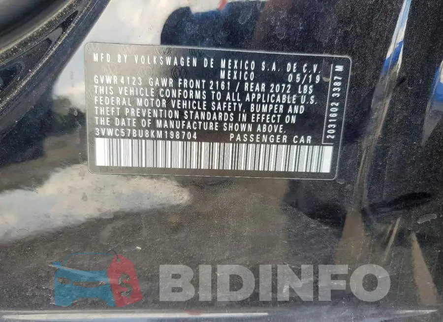 3VWC57BU8KM198704 Photo# 12