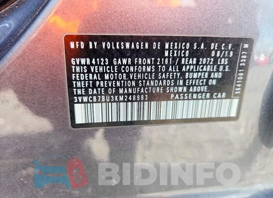3VWCB7BU3KM248983 Photo# 12