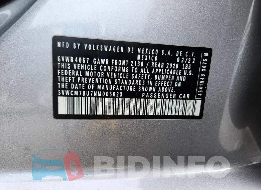 3VWCM7BU7NM005823 Photo# 12
