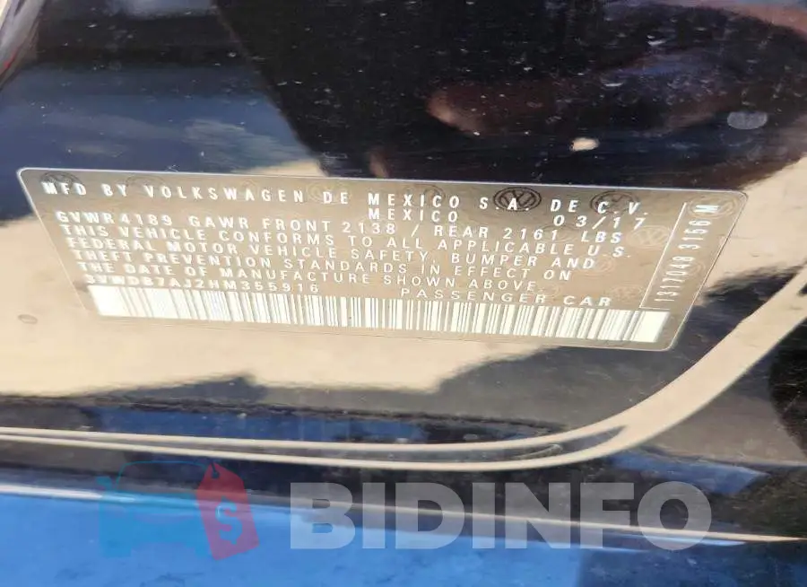 3VWDB7AJ2HM355916 Photo# 12