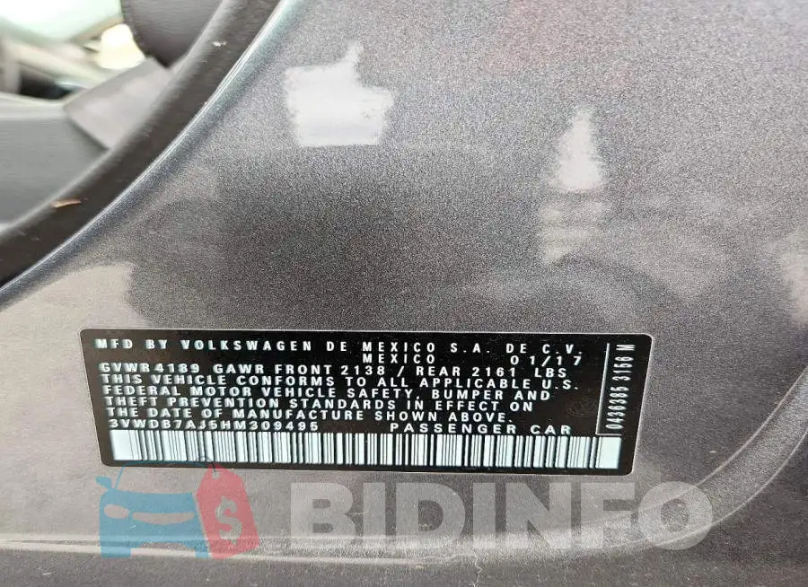 3VWDB7AJ5HM309495 Photo# 13