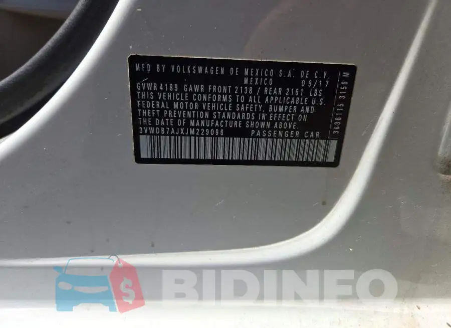 3VWDB7AJXJM229096 Photo# 12