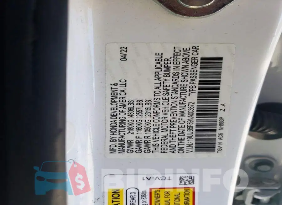 19UUB5F59NA003672 Photo# 12