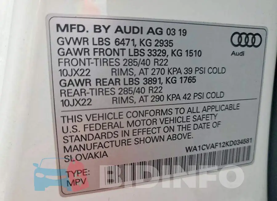 WA1CVAF12KD034581 Photo# 14